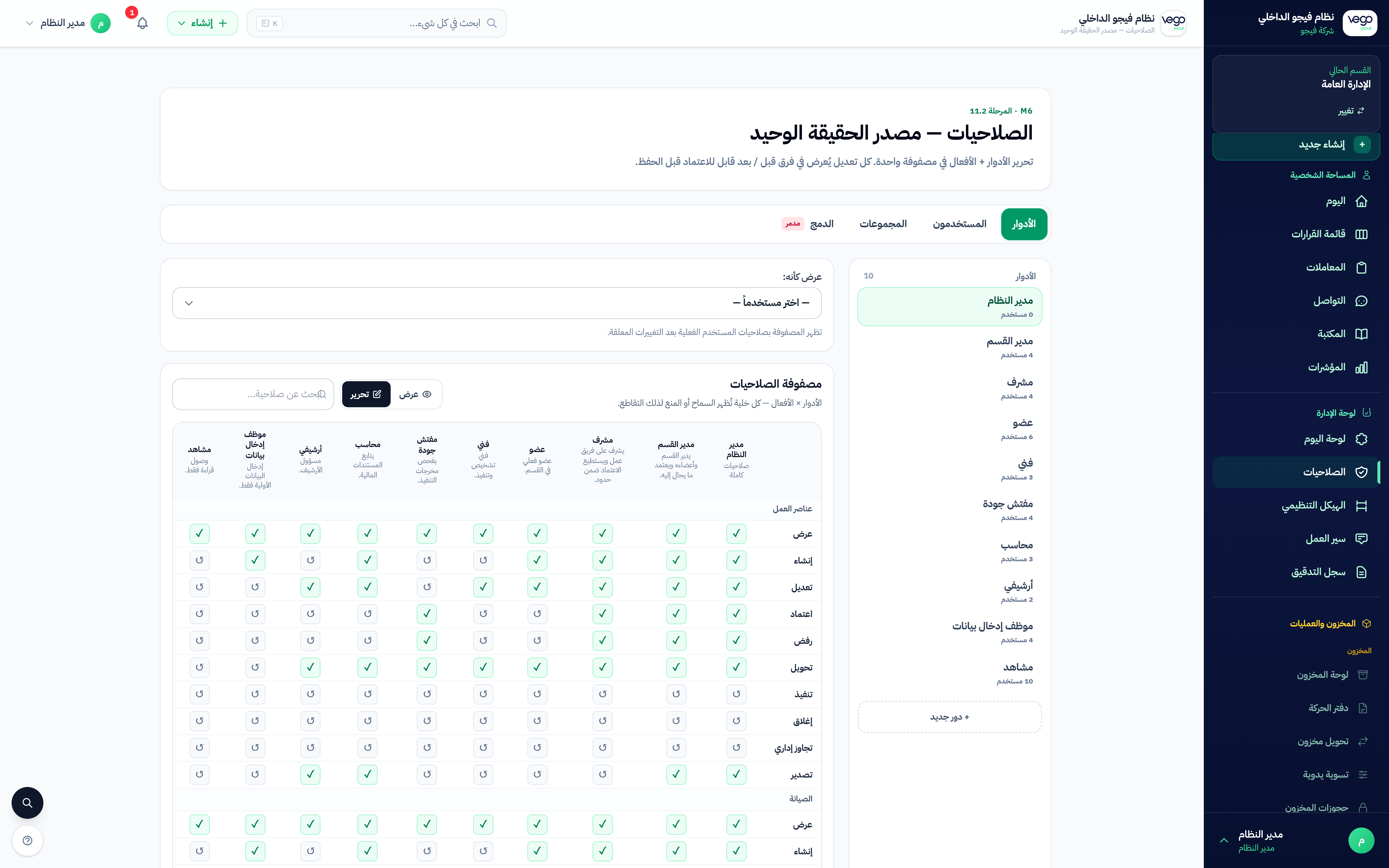 مصفوفة الصلاحيات